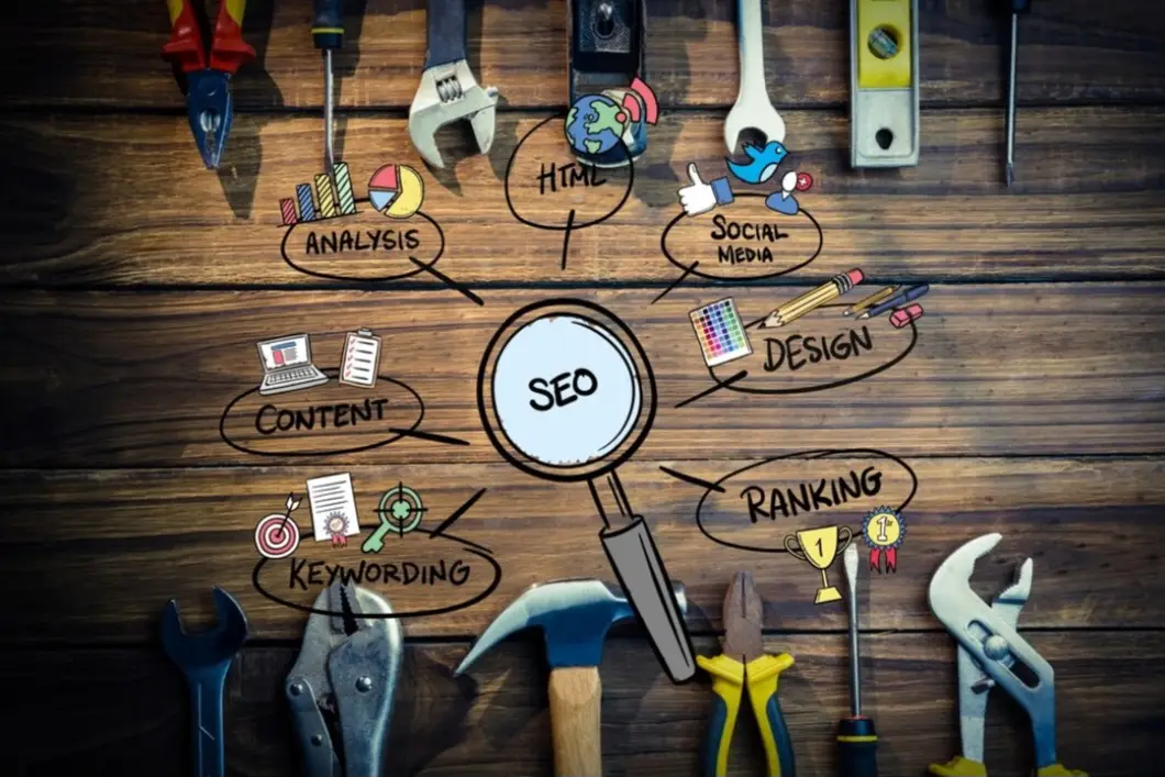 seo nagyítóval és barkácseszközök